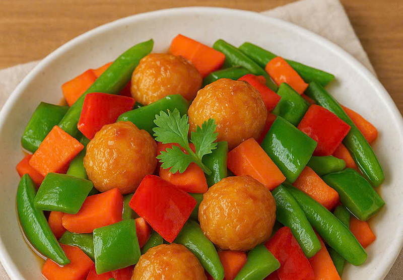 món cá viên xào rau củ thật ngon và hấp dẫn món cá viên xào rau củ thật ngon và hấp dẫn